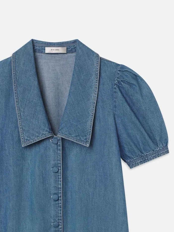 Women FRAME The Resort Edit Denim Sailor Dress