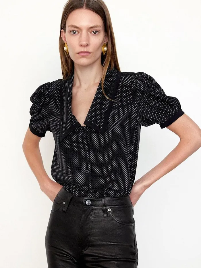 Women FRAME Tops and Blouses The Polka Dot Sailor Blouse Women FRAME Tops and Blouses The Polka Dot Sailor Blouse
