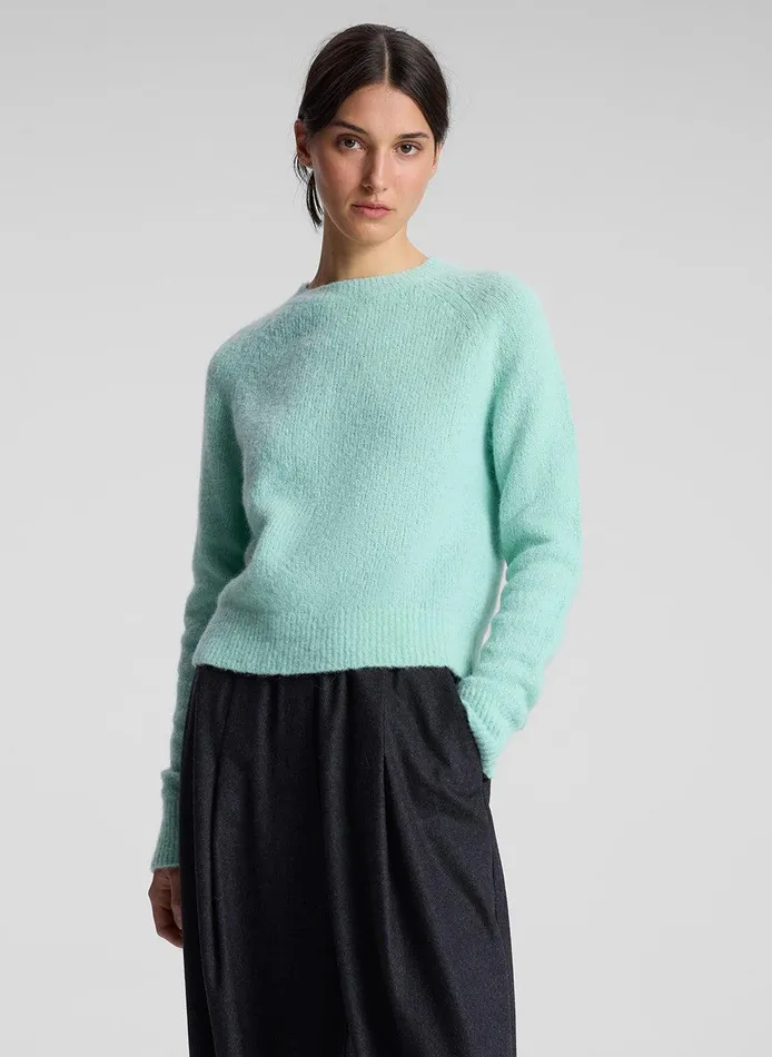 Women Frankie Wool Cashmere Crew Neck Sweater Spearmint ALC Knitwear