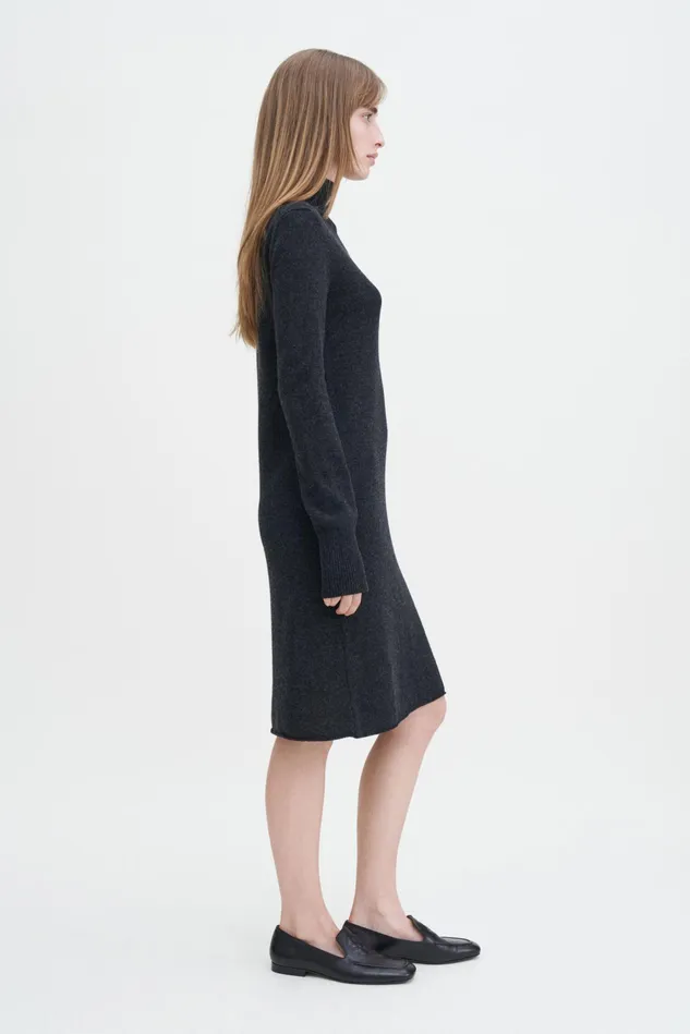 Women Funnelneck Dress Anthracite Melange Filippa K Dresses
