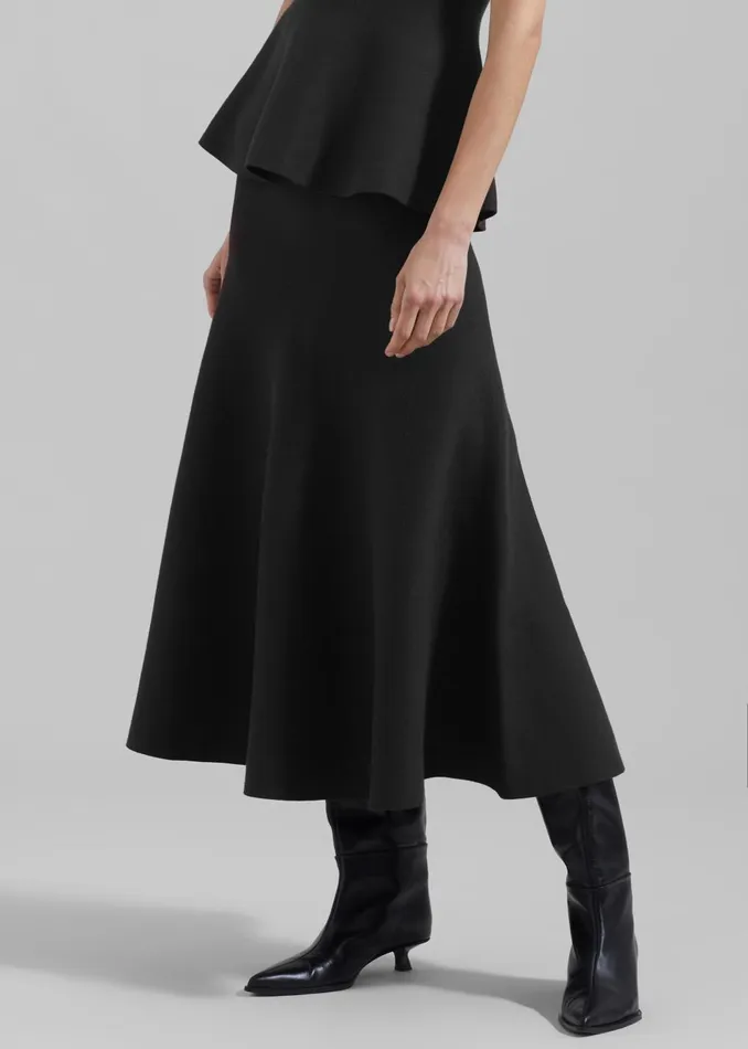 Women Gabrielle Knit Midi Skirt 8211 Black The Frankie Shop Bottoms