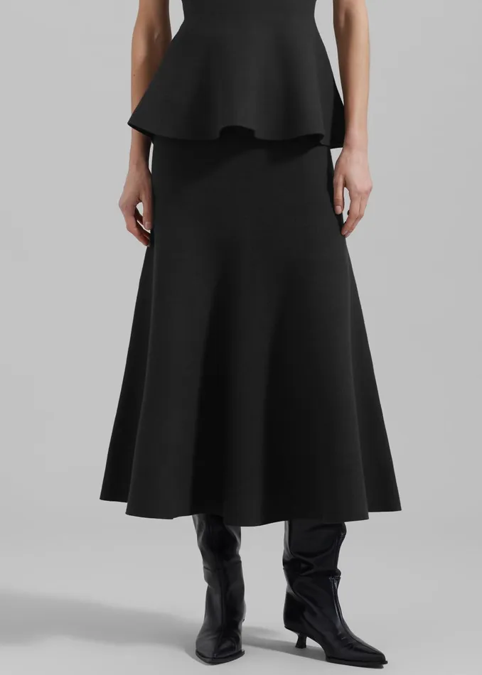 Women Gabrielle Knit Midi Skirt 8211 Black The Frankie Shop Bottoms