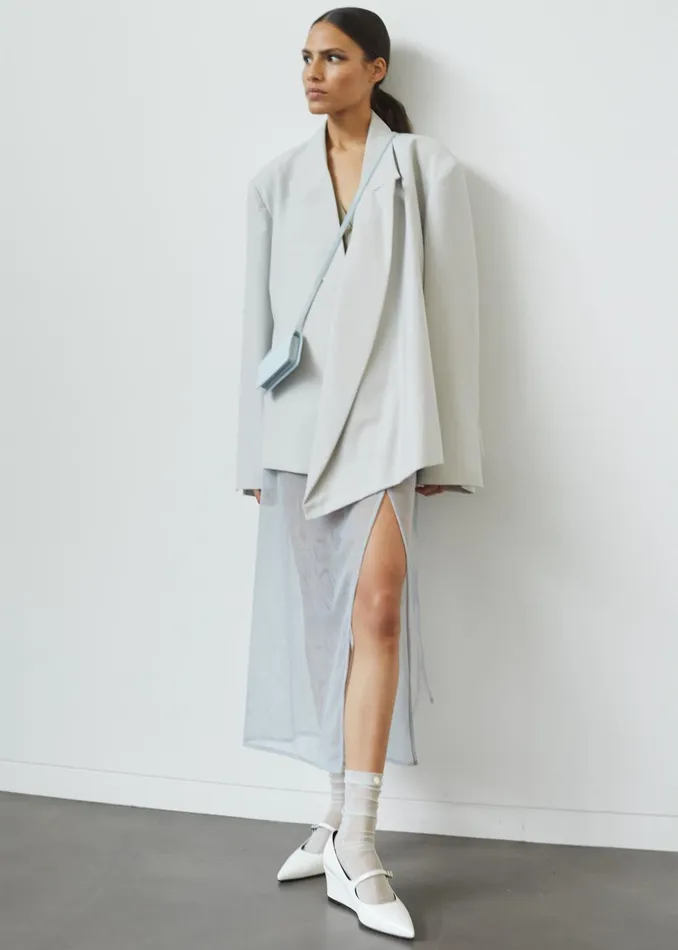 Women Geneva Wrap Blazer 8211 Grey The Frankie Shop Outerwear