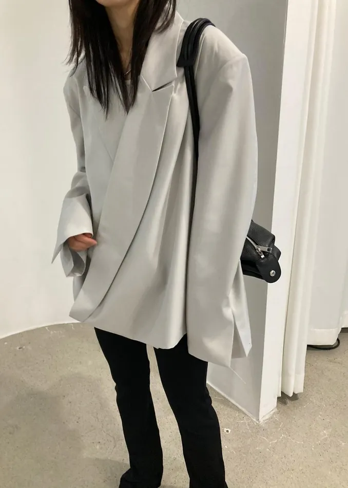 Women Geneva Wrap Blazer 8211 Grey The Frankie Shop Outerwear