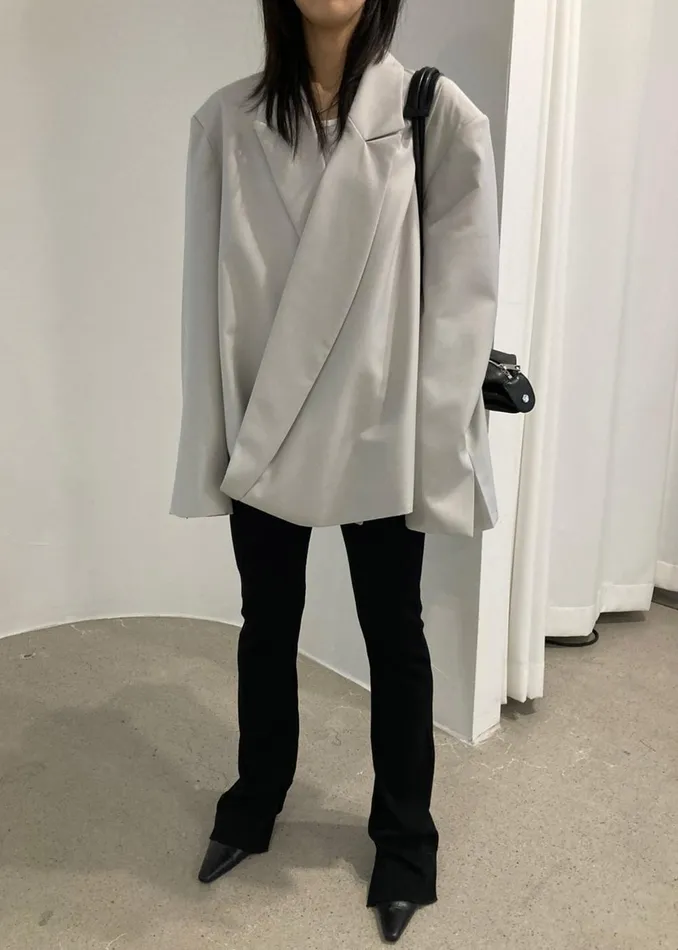 Women Geneva Wrap Blazer 8211 Grey The Frankie Shop Outerwear