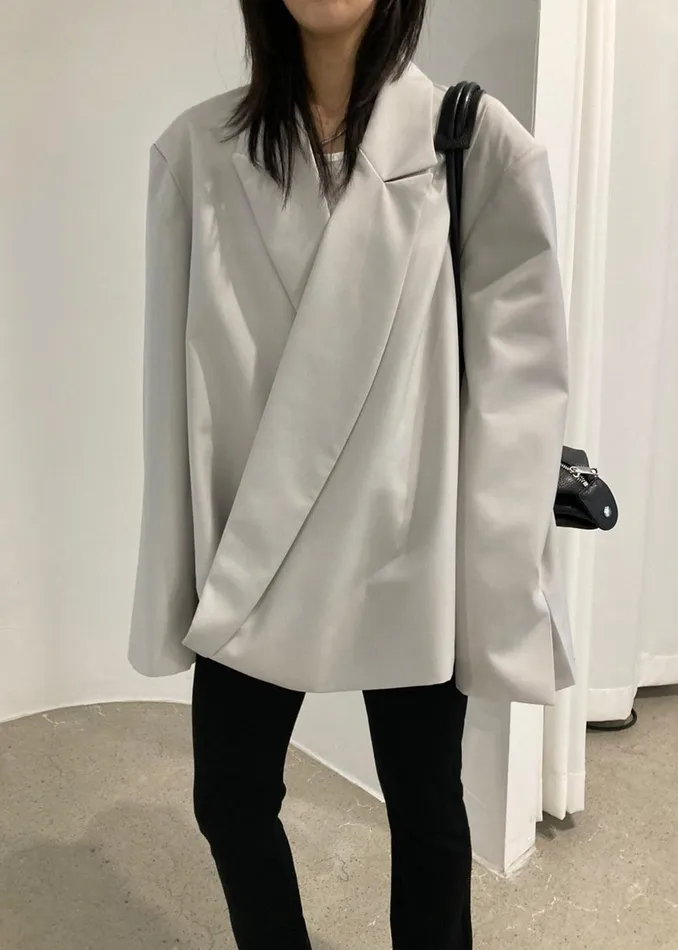 Women Geneva Wrap Blazer 8211 Grey The Frankie Shop Outerwear
