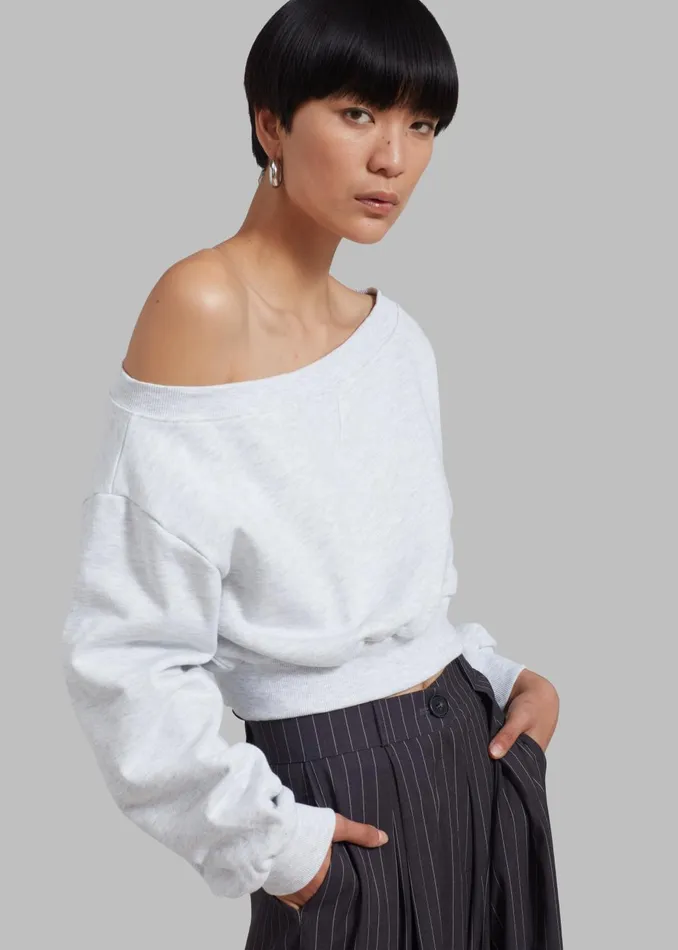 Women Gine Cropped Sweatshirt 8211 Grey Melange The Frankie Shop Tops