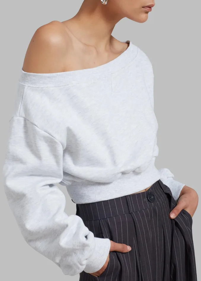 Women Gine Cropped Sweatshirt 8211 Grey Melange The Frankie Shop Tops