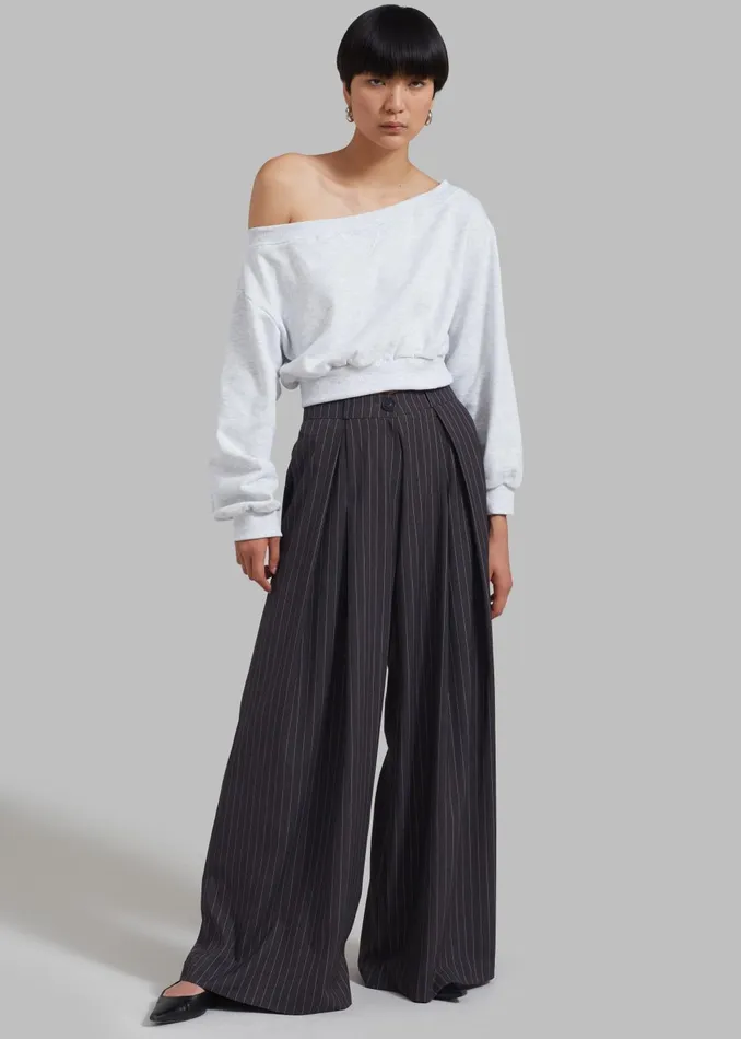 Women Gine Cropped Sweatshirt 8211 Grey Melange The Frankie Shop Tops