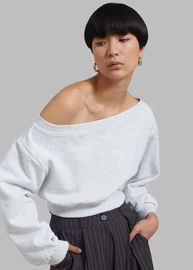 Women Gine Cropped Sweatshirt 8211 Grey Melange The Frankie Shop Tops