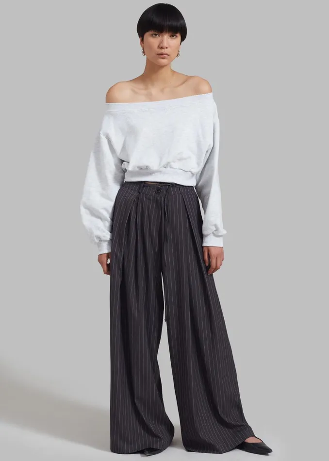 Women Gine Cropped Sweatshirt 8211 Grey Melange The Frankie Shop Tops