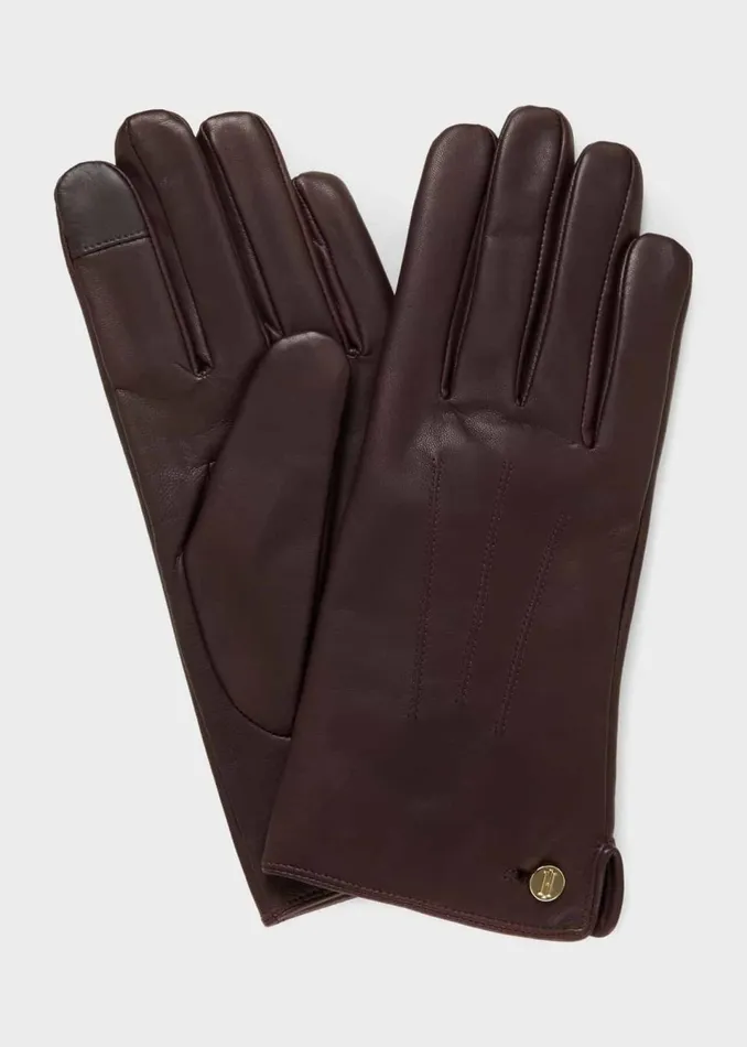 Women Gloves Hobbs Otillia Leather Gloves Mahogany Red