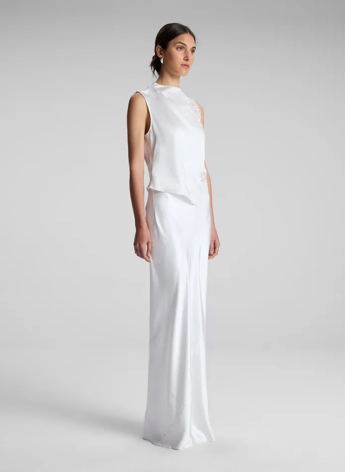 Women Greta Satin Maxi Skirt Whisper White ALC Bottoms