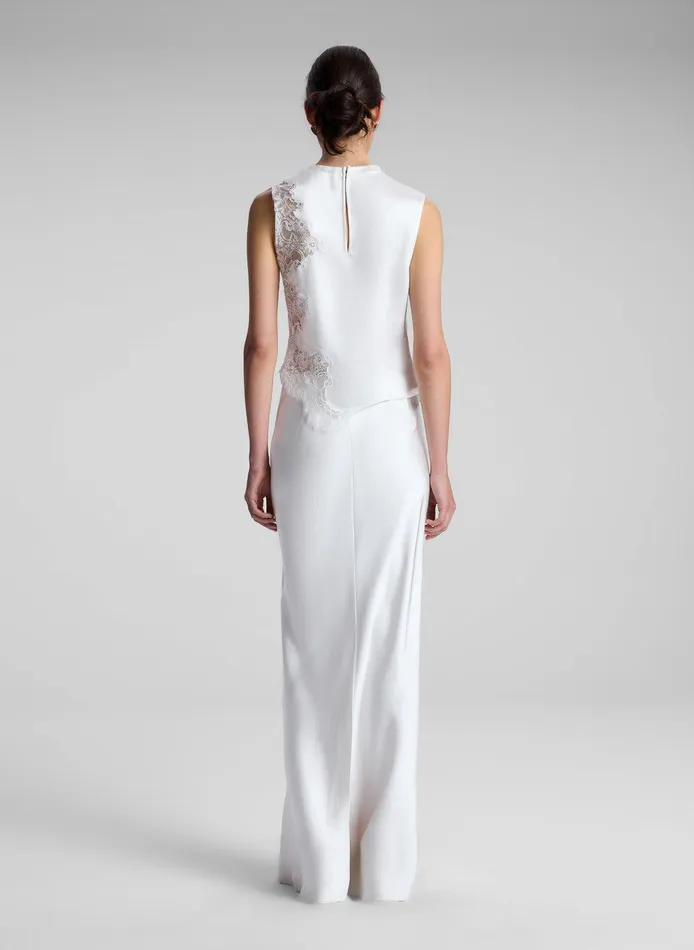 Women Greta Satin Maxi Skirt Whisper White ALC Bottoms