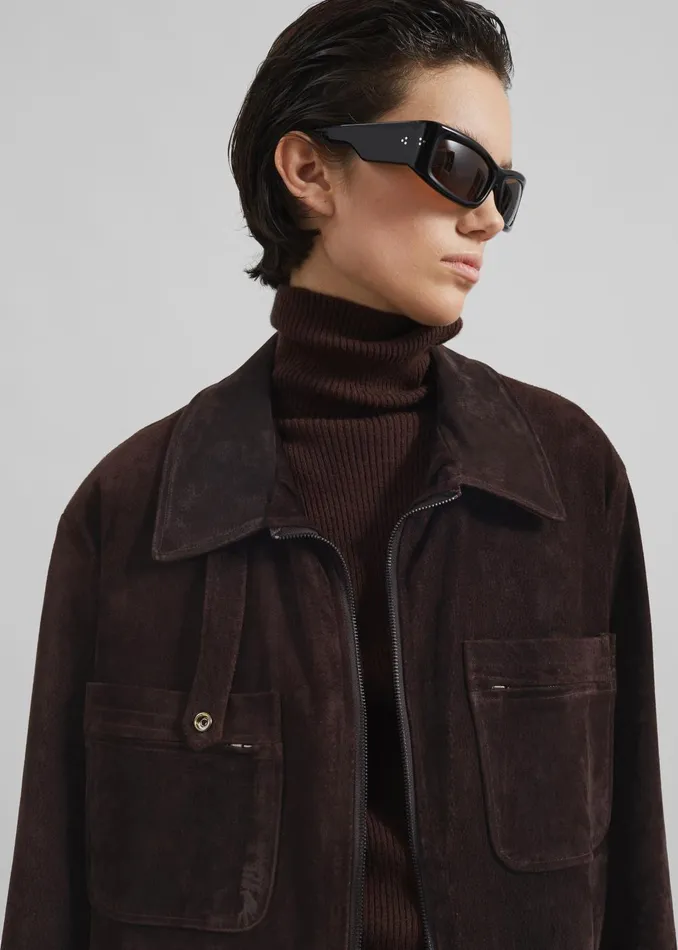 Women Haillot Suede Long Jacket 8211 Brown The Frankie Shop Outerwear
