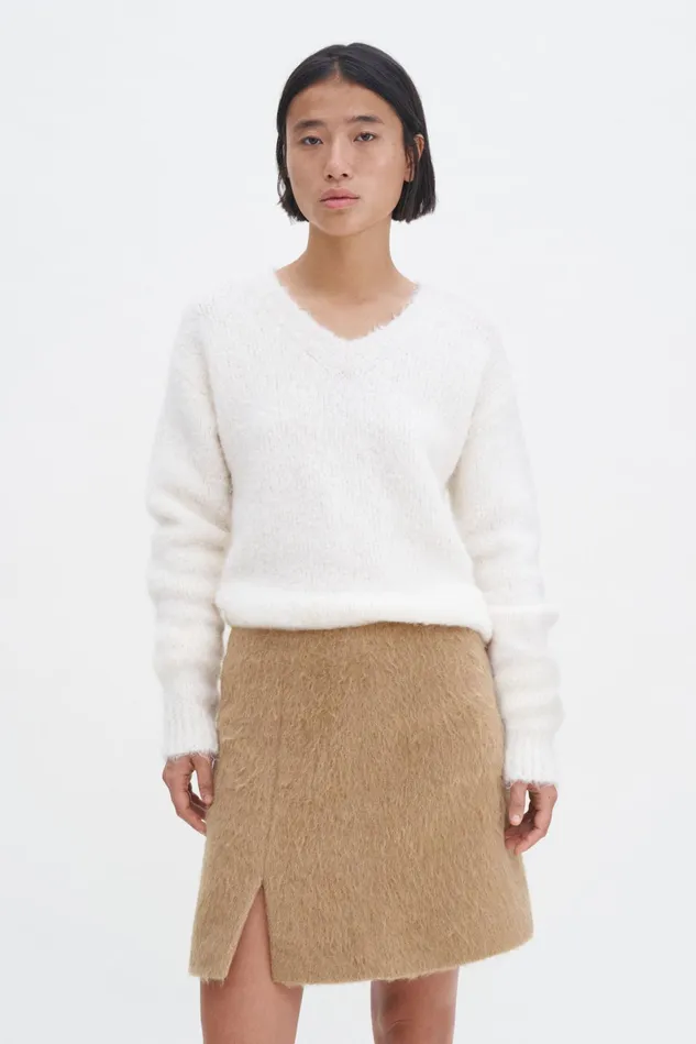 Women Hairy Wool Blend Mini Skirt Dark Beige Filippa K Skirts