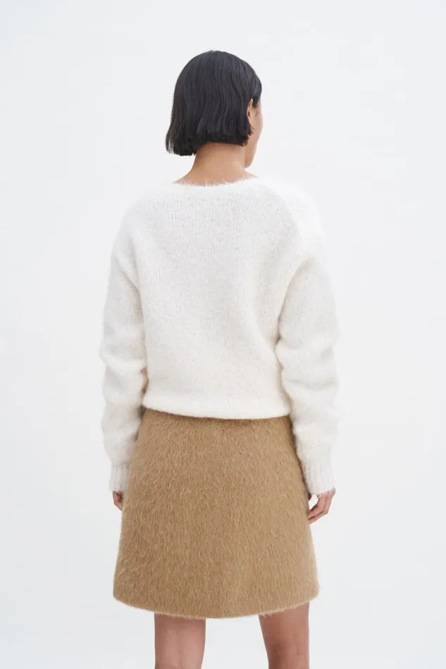 Women Hairy Wool Blend Mini Skirt Dark Beige Filippa K Skirts