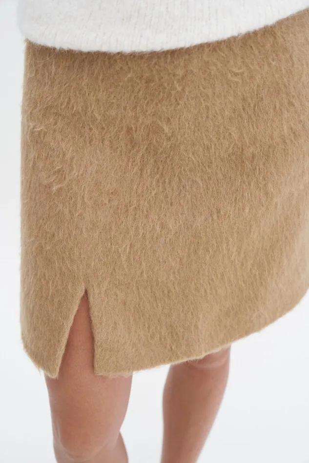 Women Hairy Wool Blend Mini Skirt Dark Beige Filippa K Skirts