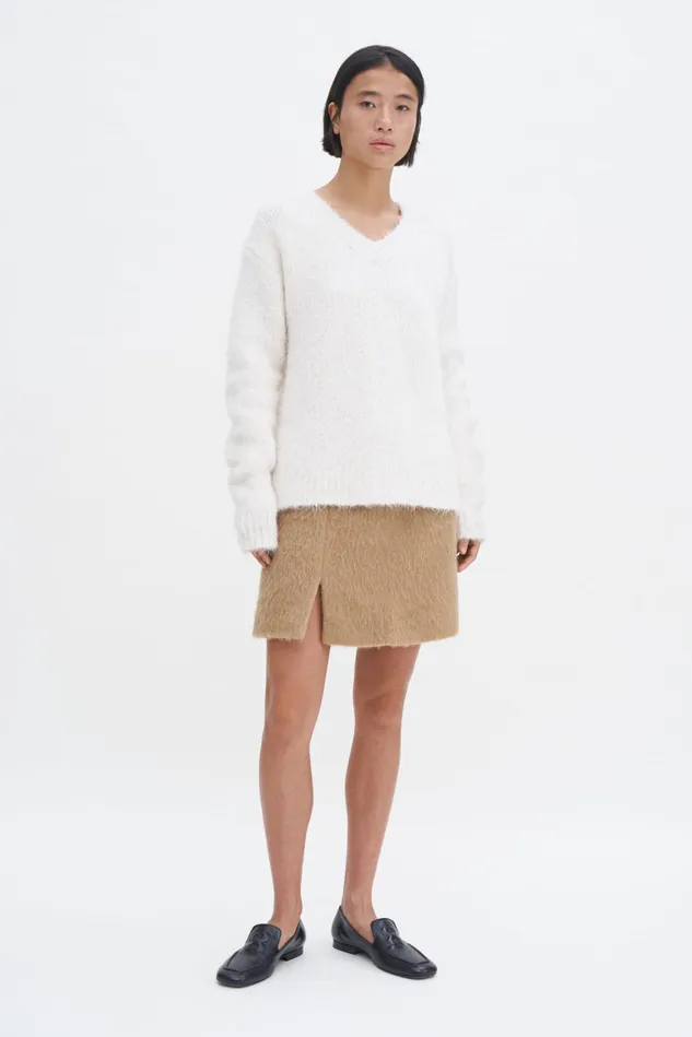 Women Hairy Wool Blend Mini Skirt Dark Beige Filippa K Skirts