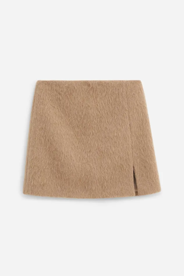 Women Hairy Wool Blend Mini Skirt Dark Beige Filippa K Skirts