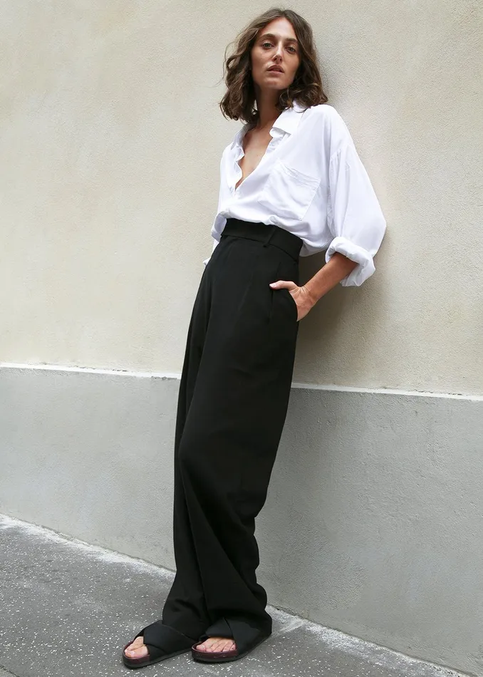 Women Hanna Silky Oversized Blouse 8211 White The Frankie Shop Tops