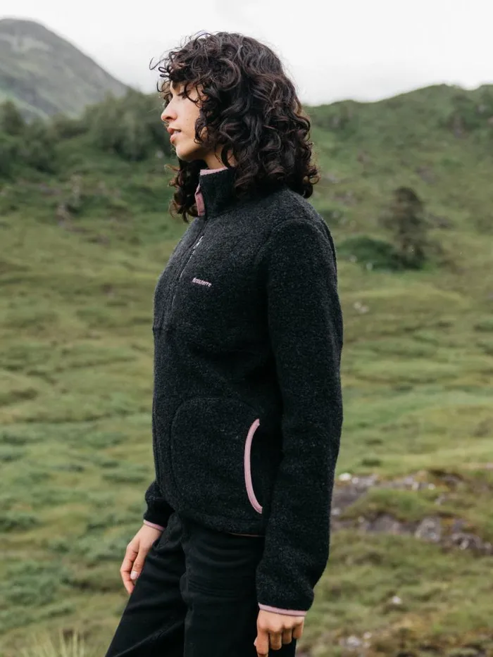 Women Hegen 14 Zip Wool Fleece Raven Black Finisterre Fleece