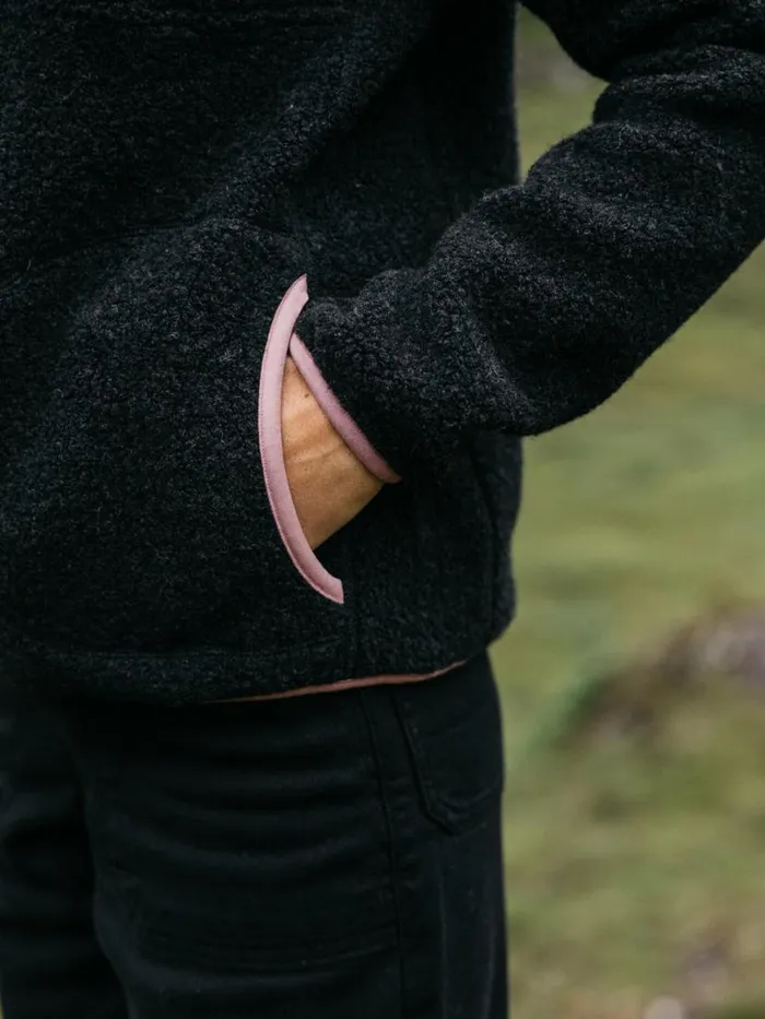 Women Hegen 14 Zip Wool Fleece Raven Black Finisterre Fleece