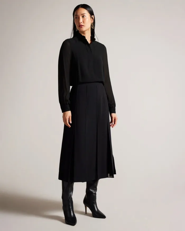 Women HENDRA 8211 Stand Collar Blouse With Half Placket Black Ted Baker Tops and Blouses Women HENDRA 8211 Stand Collar Blouse With Half Placket Black Ted Baker Tops and Blouses