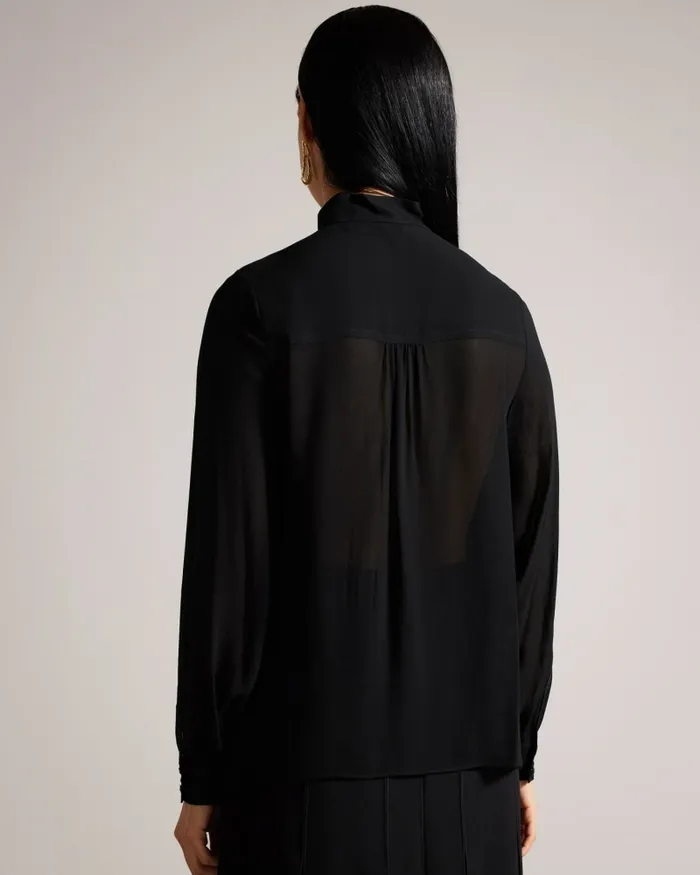 Women HENDRA 8211 Stand Collar Blouse With Half Placket Black Ted Baker Tops and Blouses Women HENDRA 8211 Stand Collar Blouse With Half Placket Black Ted Baker Tops and Blouses