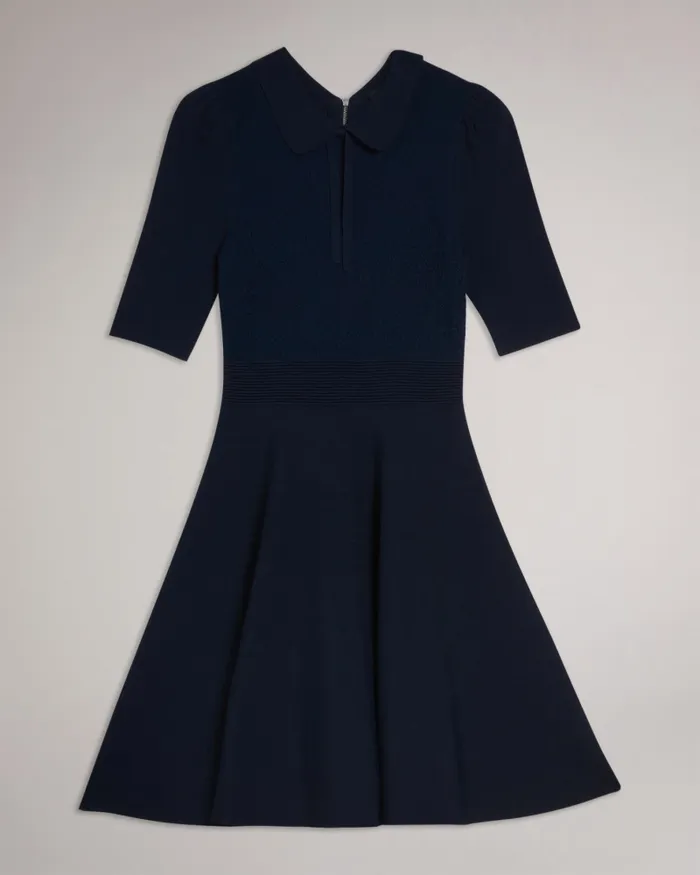 Women HILLDER 8211 Delicate Pointelle Knit Dress Navy Ted Baker Dresses
