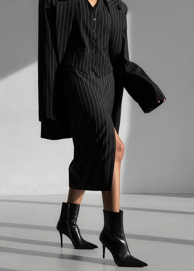 Women Holland Suit Vest 8211 BlackWhite Pinstripe The Frankie Shop Outerwear