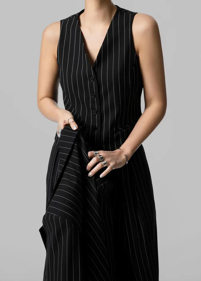 Women Holland Suit Vest 8211 BlackWhite Pinstripe The Frankie Shop Outerwear