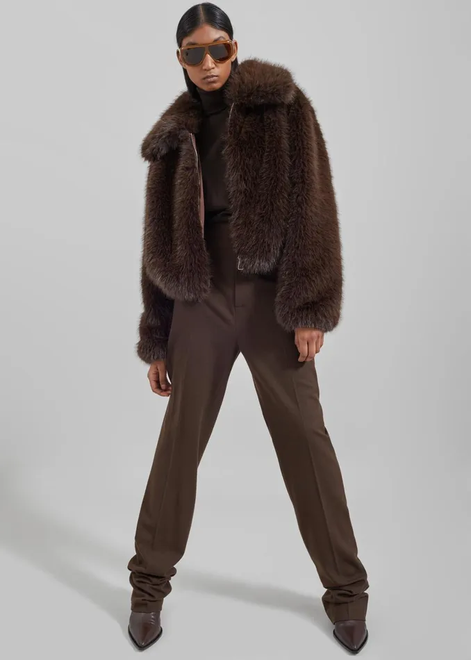 Women Hope Faux Fur Jacket 8211 Brown The Frankie Shop Outerwear