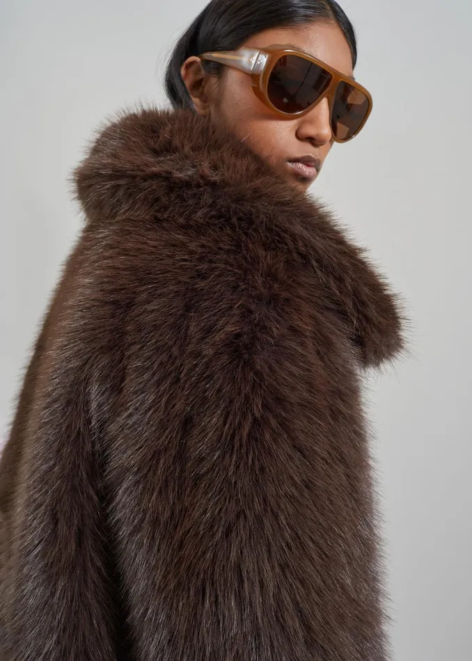 Women Hope Faux Fur Jacket 8211 Brown The Frankie Shop Outerwear