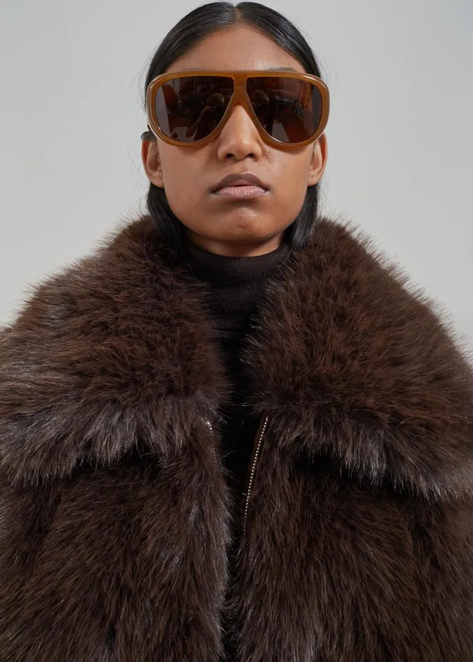 Women Hope Faux Fur Jacket 8211 Brown The Frankie Shop Outerwear