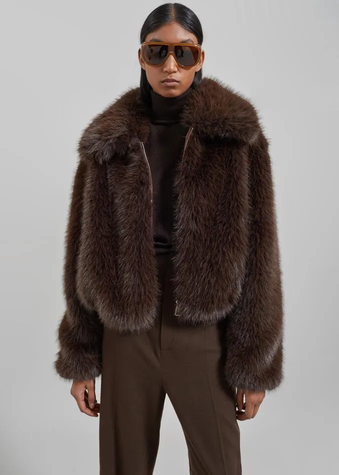 Women Hope Faux Fur Jacket 8211 Brown The Frankie Shop Outerwear