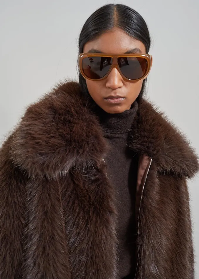 Women Hope Faux Fur Jacket 8211 Brown The Frankie Shop Outerwear
