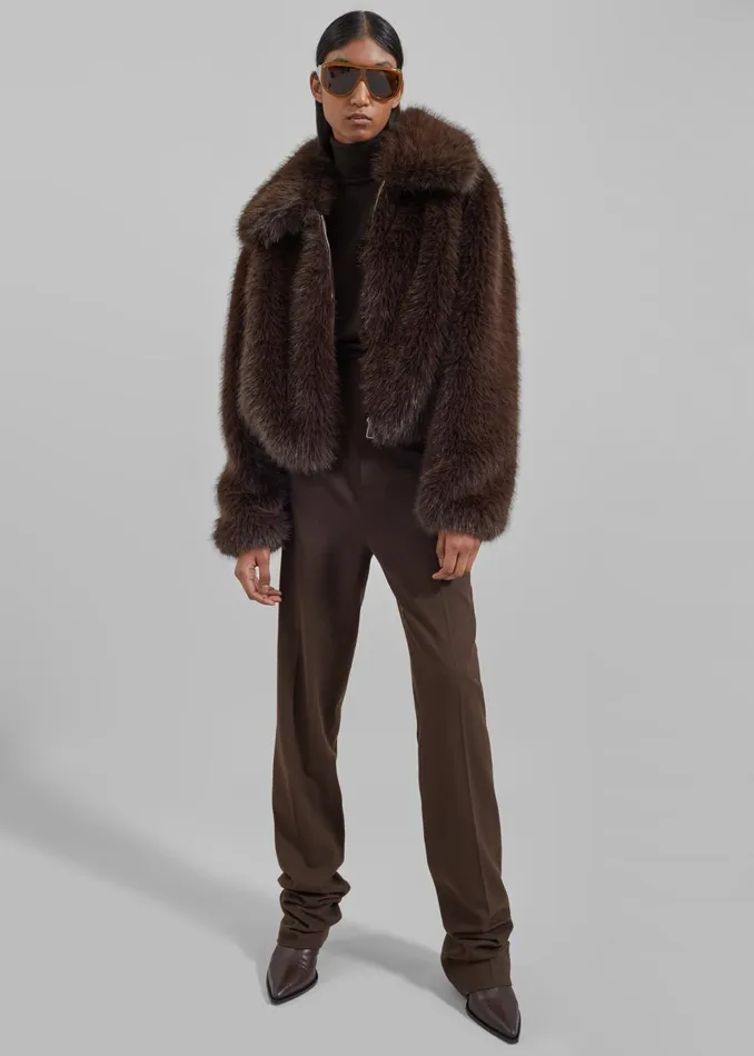 Women Hope Faux Fur Jacket 8211 Brown The Frankie Shop Outerwear