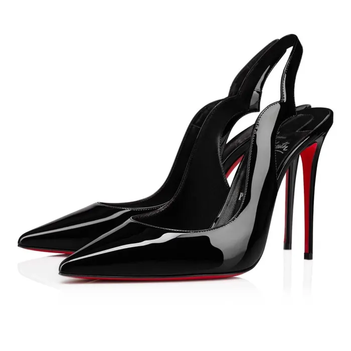 Women Hot Chick Sling 100 Mm Sling Back Pumps 8211 Patent Calf 8211 Black Christian Louboutin Pumps