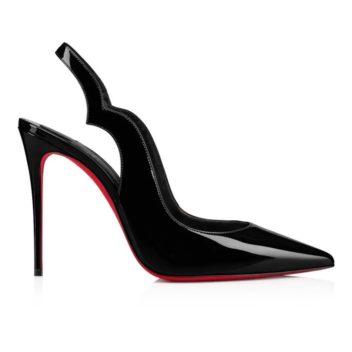 Women Hot Chick Sling 100 Mm Sling Back Pumps 8211 Patent Calf 8211 Black Christian Louboutin Pumps