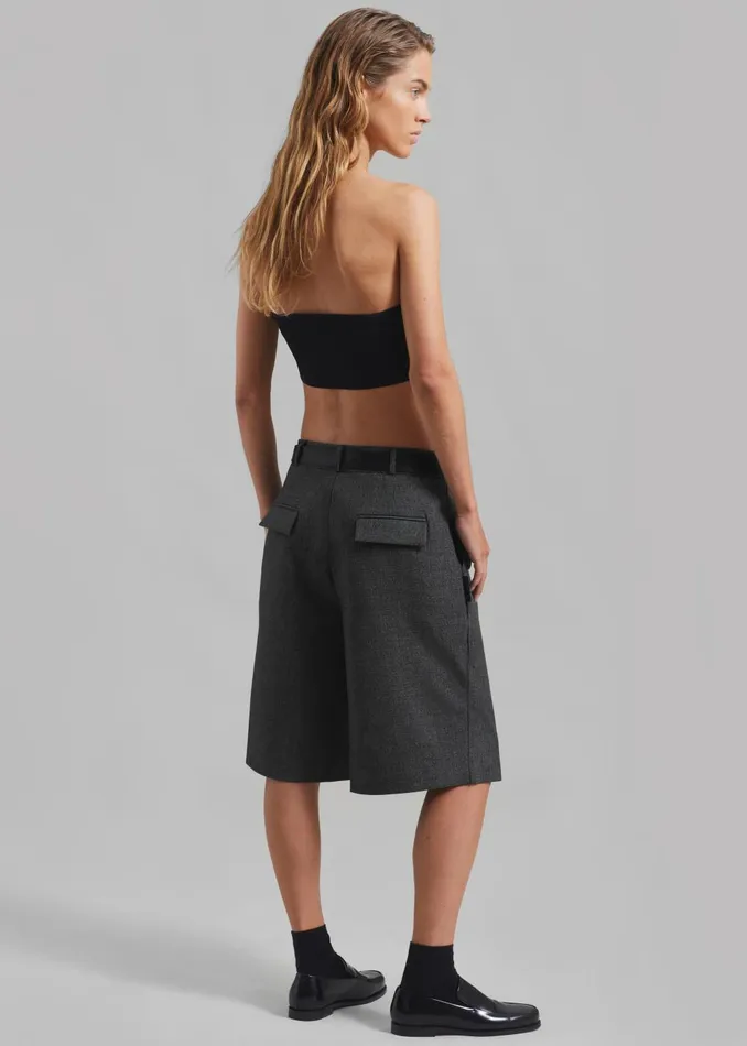 Women Isara Pleated Shorts 8211 Dark Grey Melange The Frankie Shop Bottoms