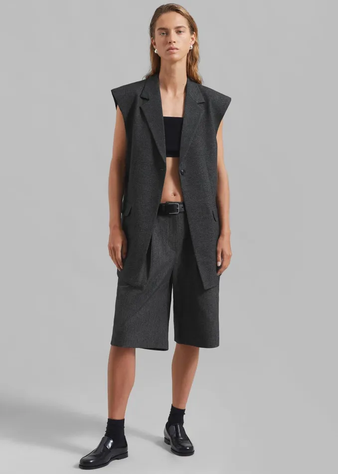 Women Isara Pleated Shorts 8211 Dark Grey Melange The Frankie Shop Bottoms