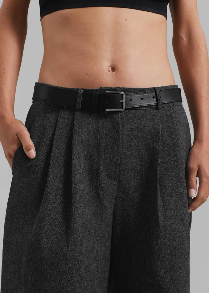 Women Isara Pleated Shorts 8211 Dark Grey Melange The Frankie Shop Bottoms