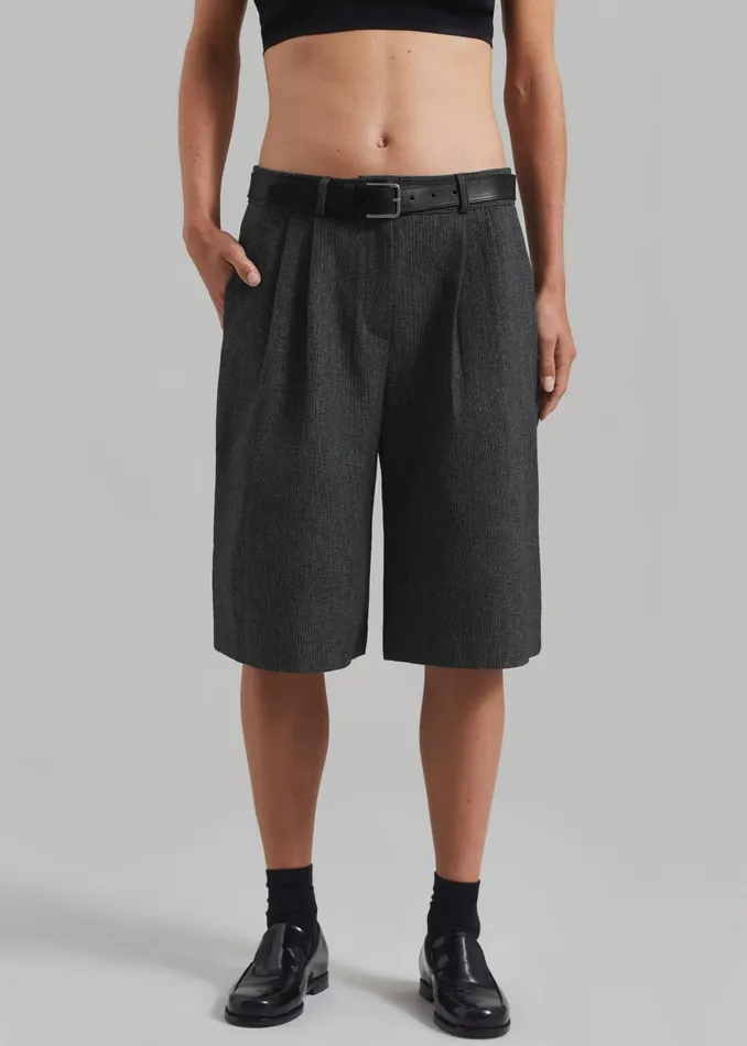 Women Isara Pleated Shorts 8211 Dark Grey Melange The Frankie Shop Bottoms