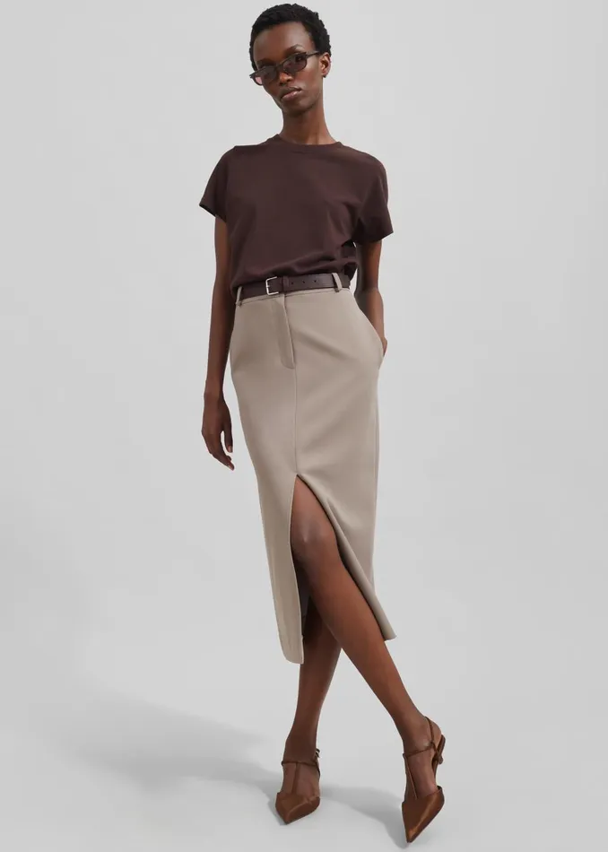 Women Jacey Midi Slit Skirt 8211 Beige The Frankie Shop Bottoms