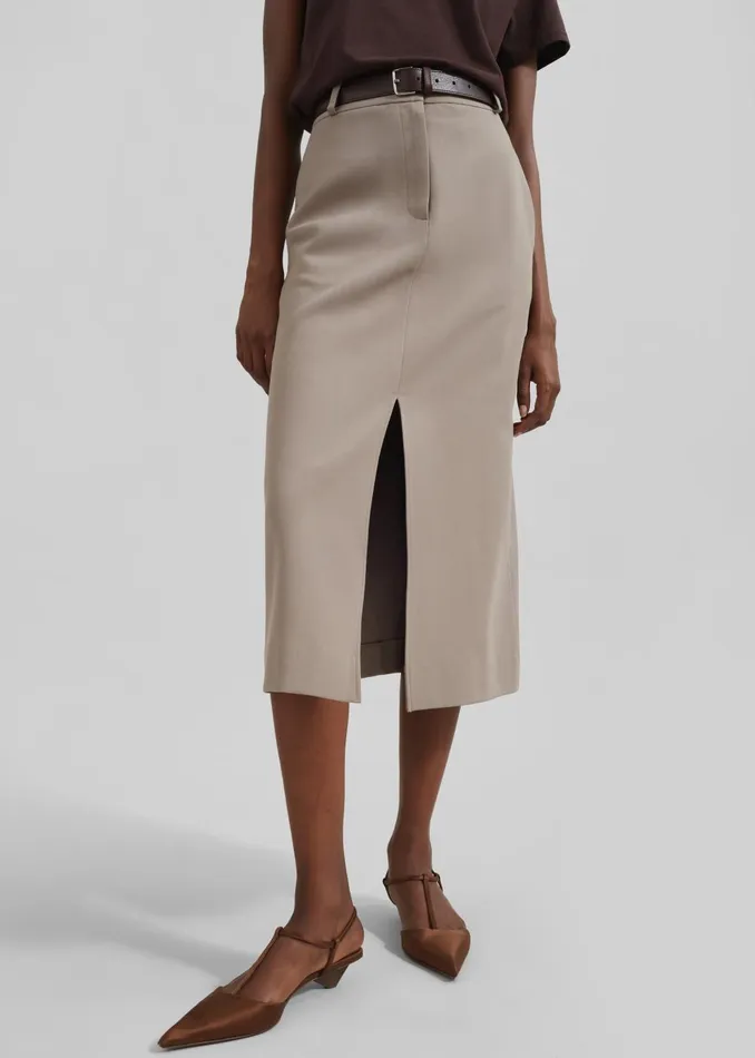 Women Jacey Midi Slit Skirt 8211 Beige The Frankie Shop Bottoms
