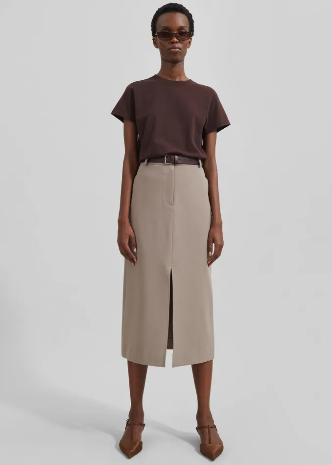 Women Jacey Midi Slit Skirt 8211 Beige The Frankie Shop Bottoms