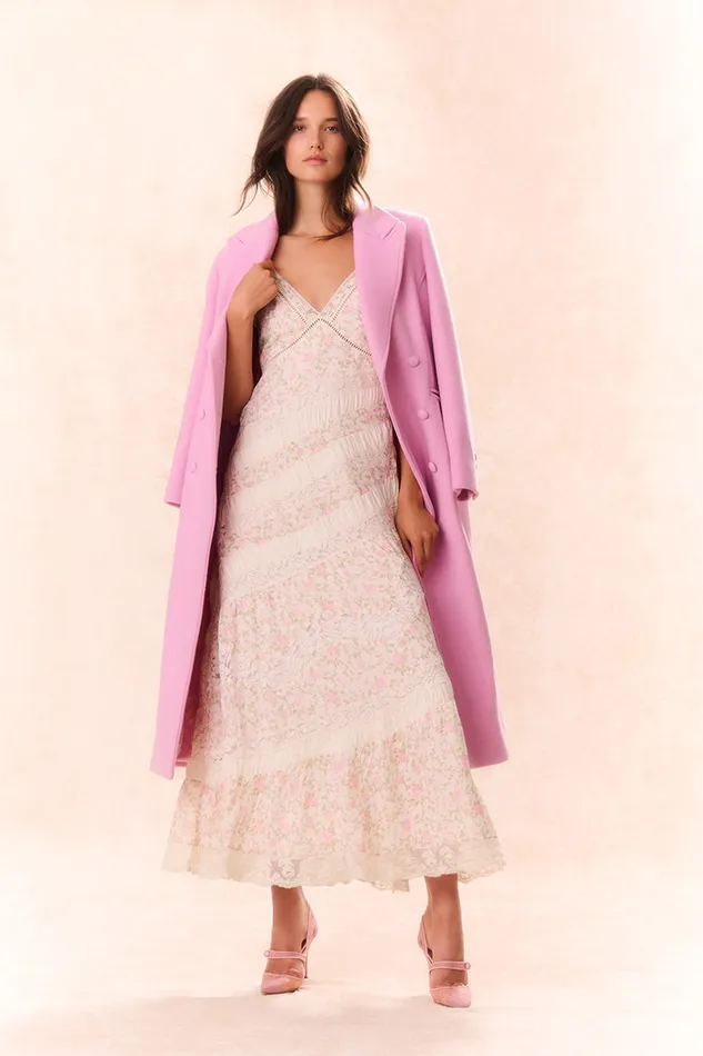 Women Jackets and Coats LoveShackFancy Angeli Wool Military Coat Pirouette Pink Women Jackets and Coats LoveShackFancy Angeli Wool Military Coat Pirouette Pink