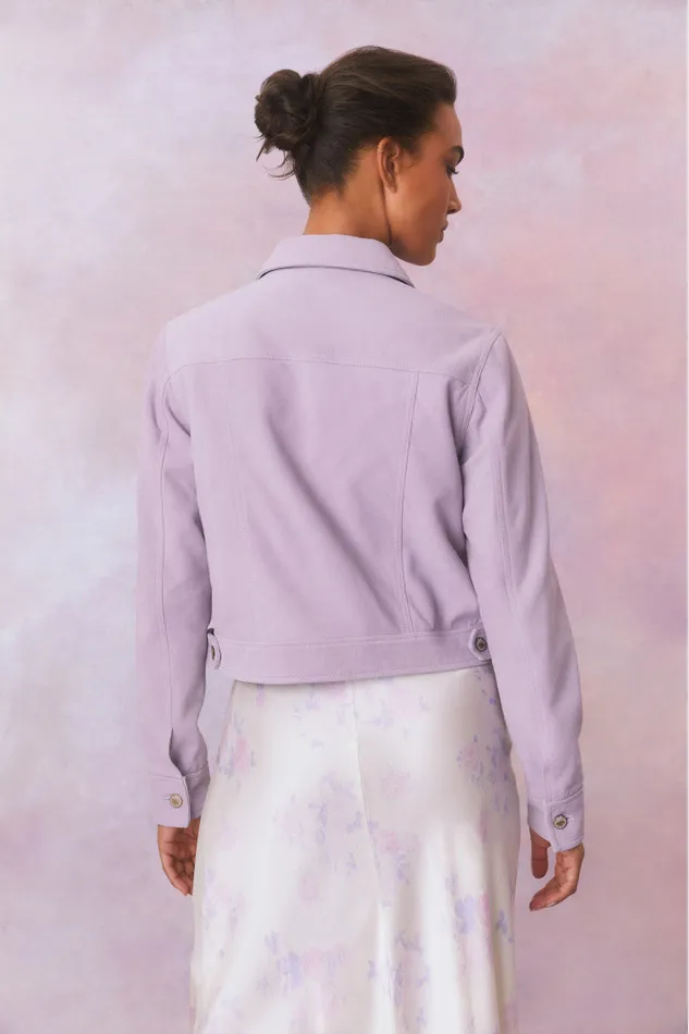 Women Jackets and Coats LoveShackFancy Seattle Leather Pastel Jacket Lilac