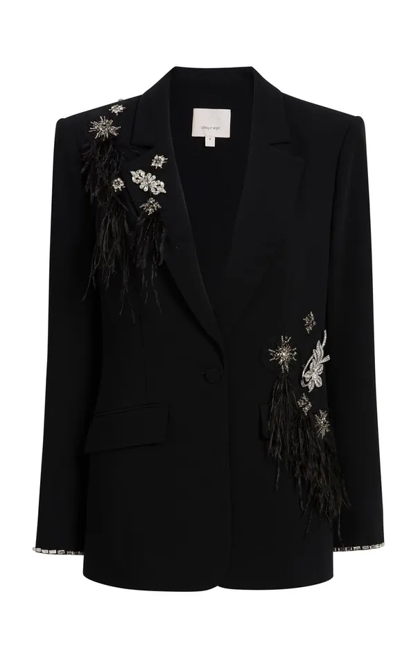 Women Jackets Cinq Sept Feather Bouquet Jamila Blazer Black